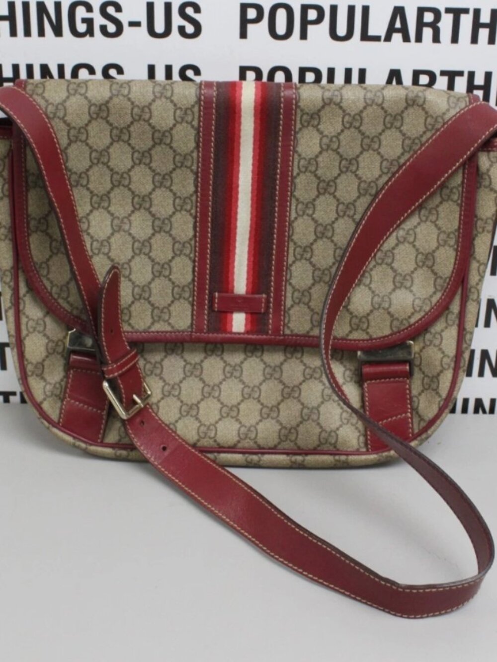 Gucci 201732 GG Supreme PVC Leather Crossbody Messenger Bag